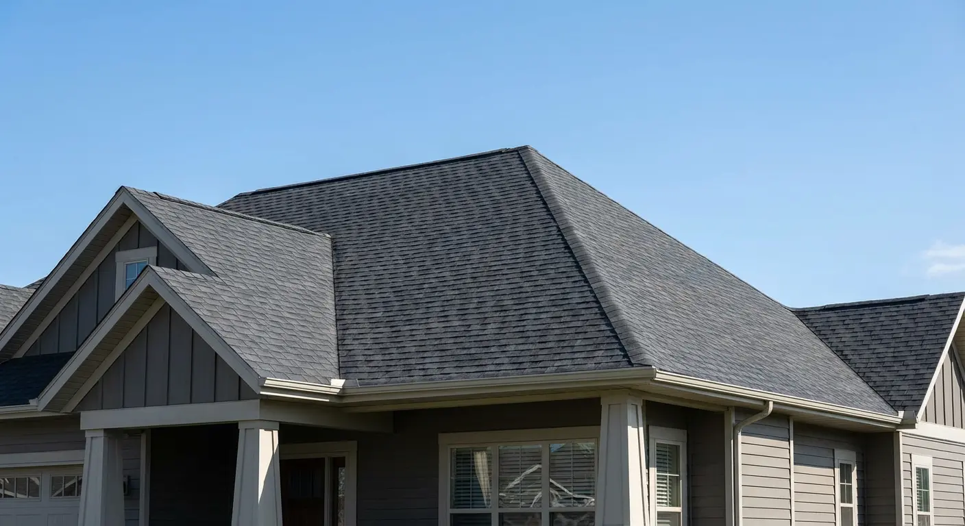 New charcoal architectural shingles installed across full roof after replacement on NJ home